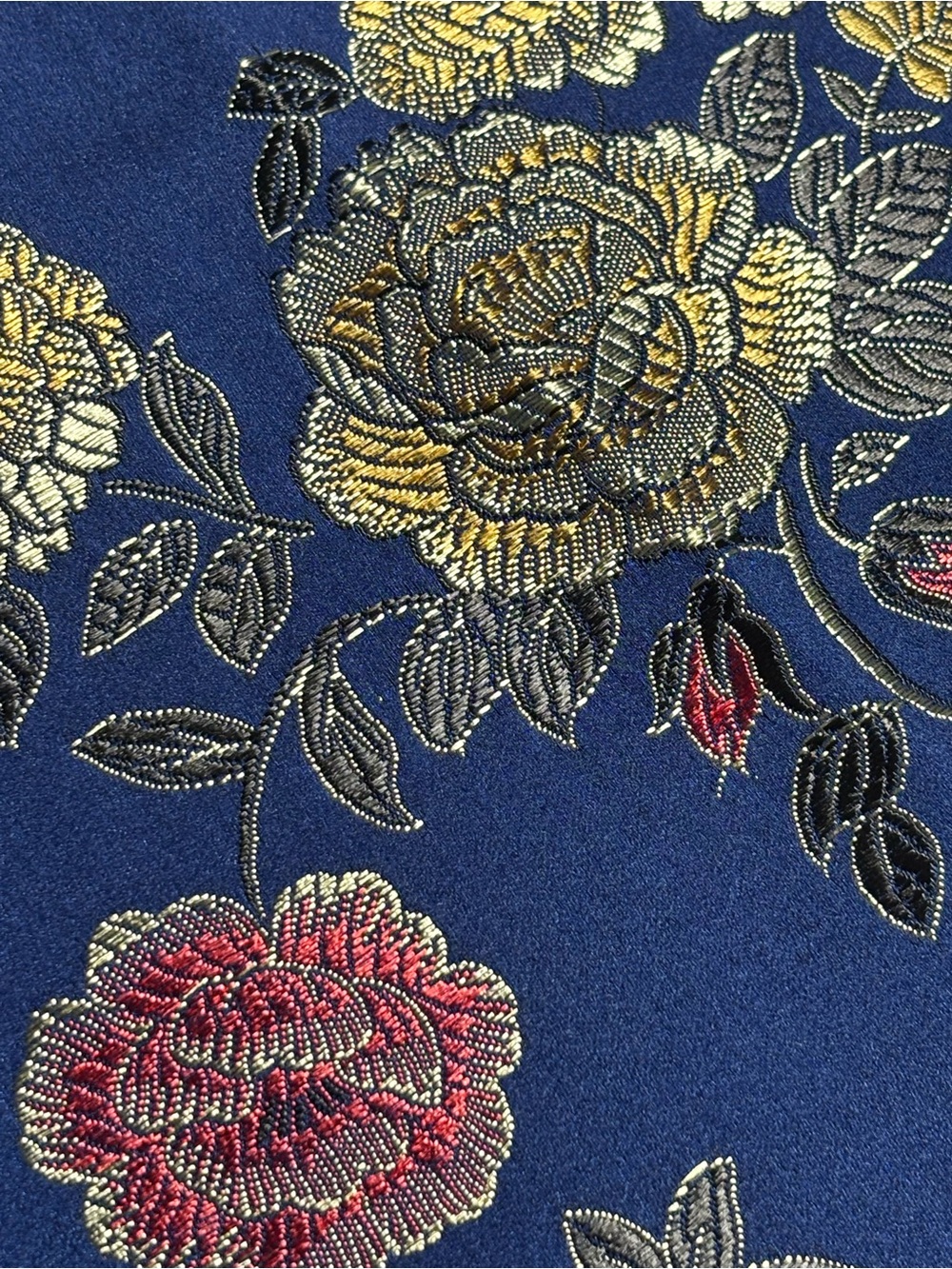 Vintage-Inspired Blue Chinese Embroidered Floral Scarf with Tassel Fringe - Picture 8 of 10